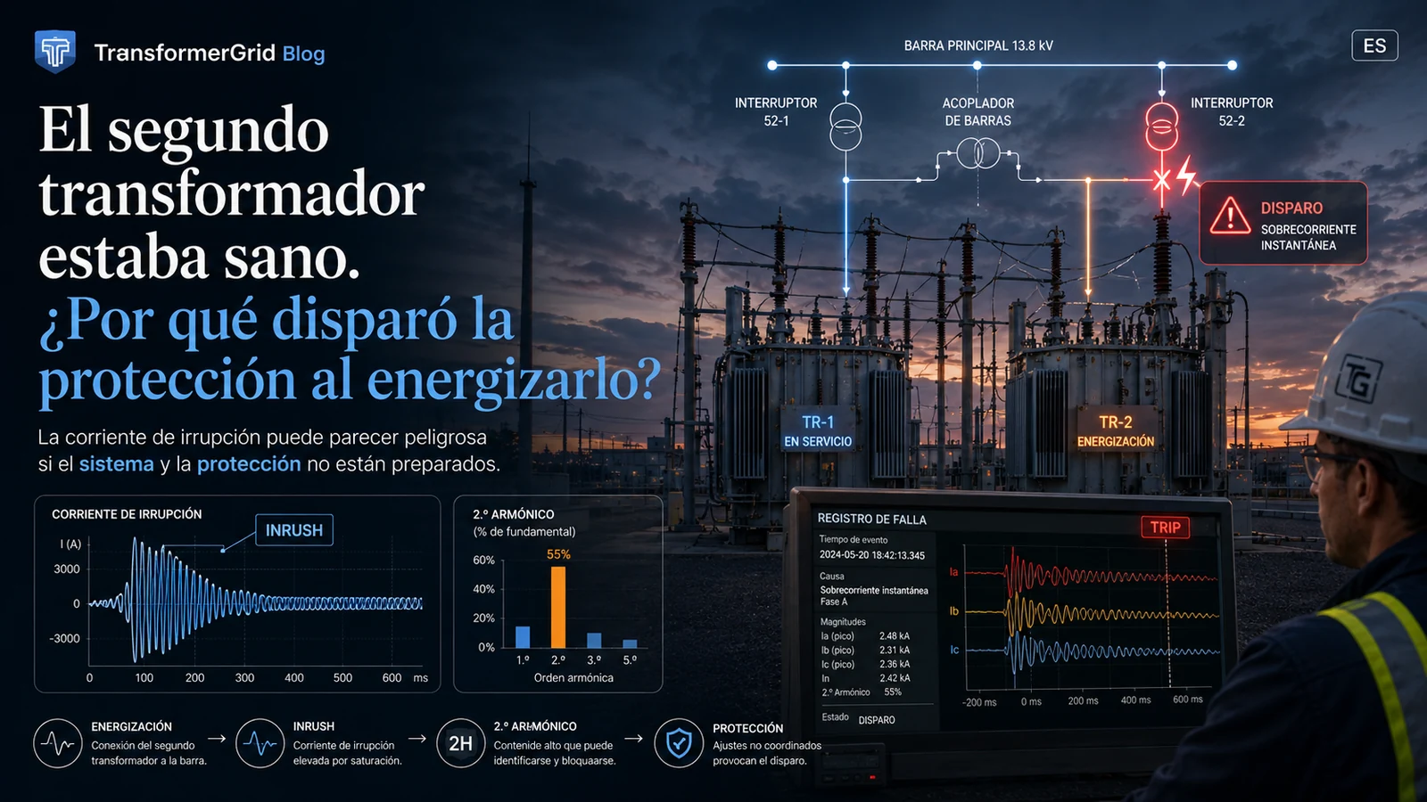 El transformador estaba sano. ¿Por qué disparó la protección al energizarlo?