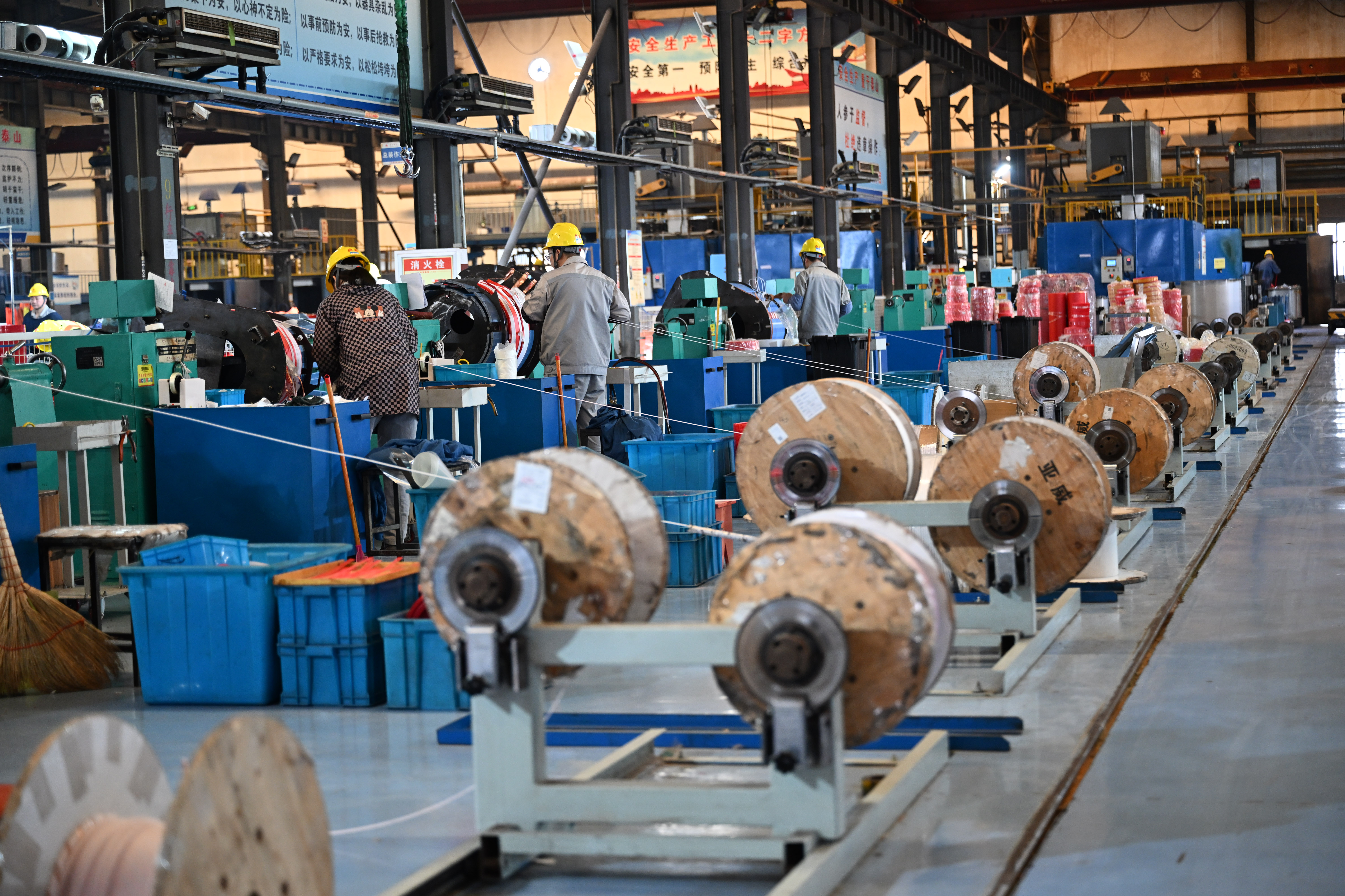 Transformer winding production line for copper coil manufacturing in factory workshop