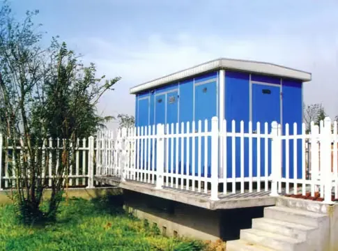Pad mounted transformer utility area with fencing for landscaped site planning