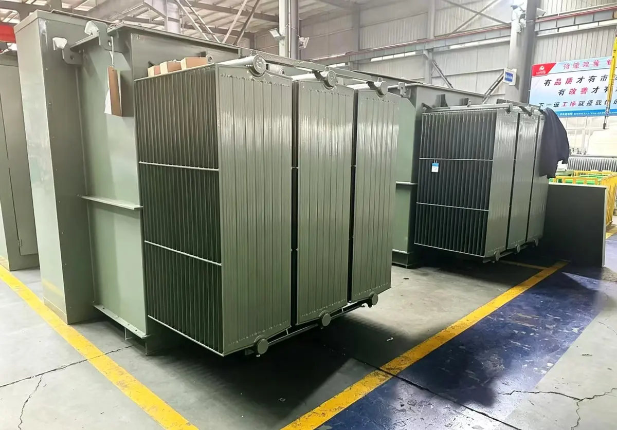 Pad mounted transformer production ready units in transformer factory