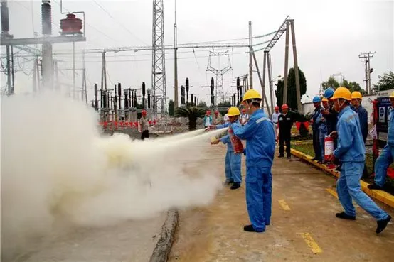 Substation fire safety drill and emergency maintenance training for transformer operation
