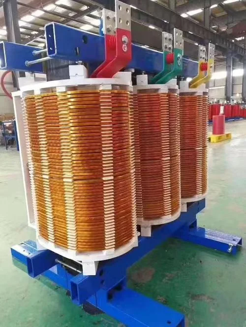 Three-phase transformer copper winding assembly in factory